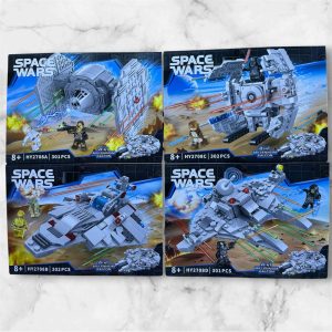 Set de 4 naves Star Wars armables HY2708, 4 en 1 Halcón Milenario, compatible con LEGO