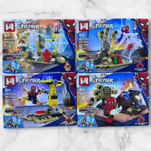 Set de 4 figuras Spider-Man vs Sandman armables MG1163, 4 en 1, compatible con LEGO