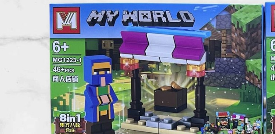 Mini set Minecraft MG12231: tienda del mercader con puesto y horno