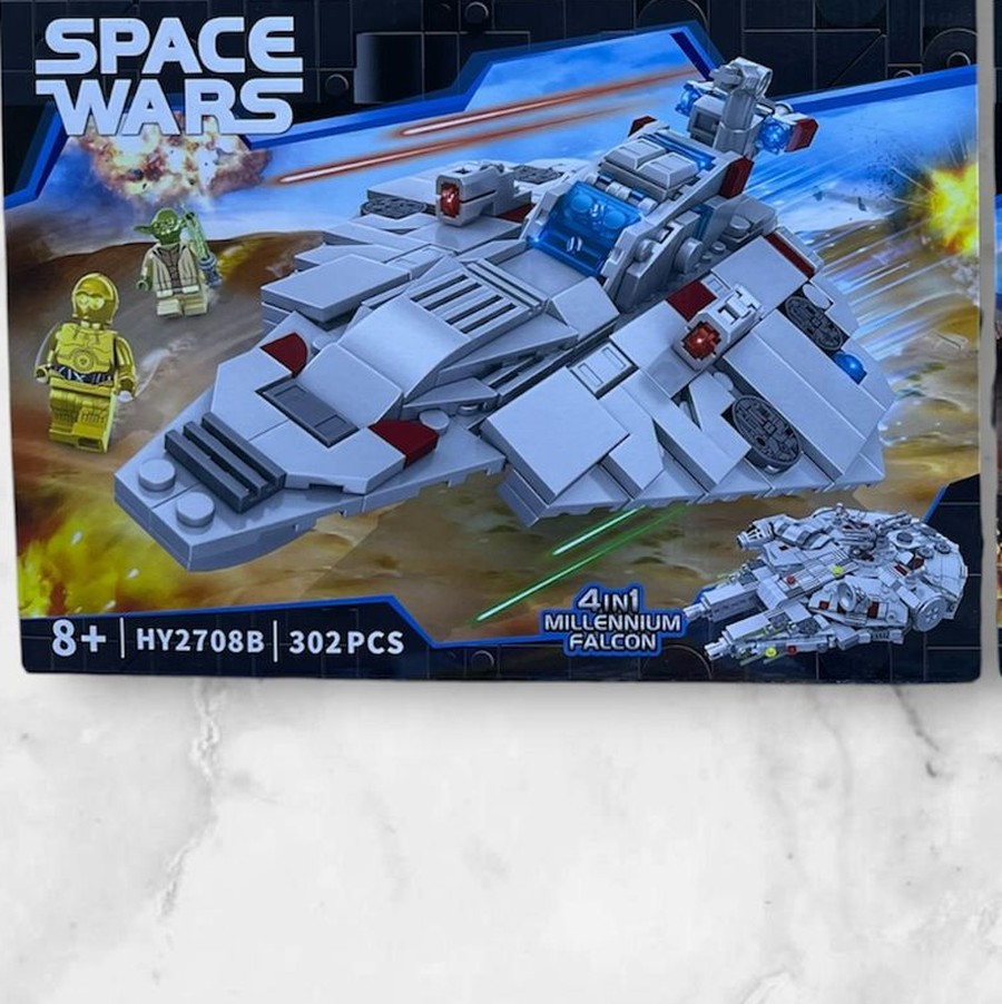 Nave de combate armable Star Wars HY2708B con minifigura, 302 piezas