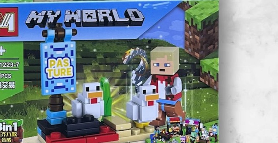 Mini set Minecraft MG12237: pastizal con gallinas y aldeano