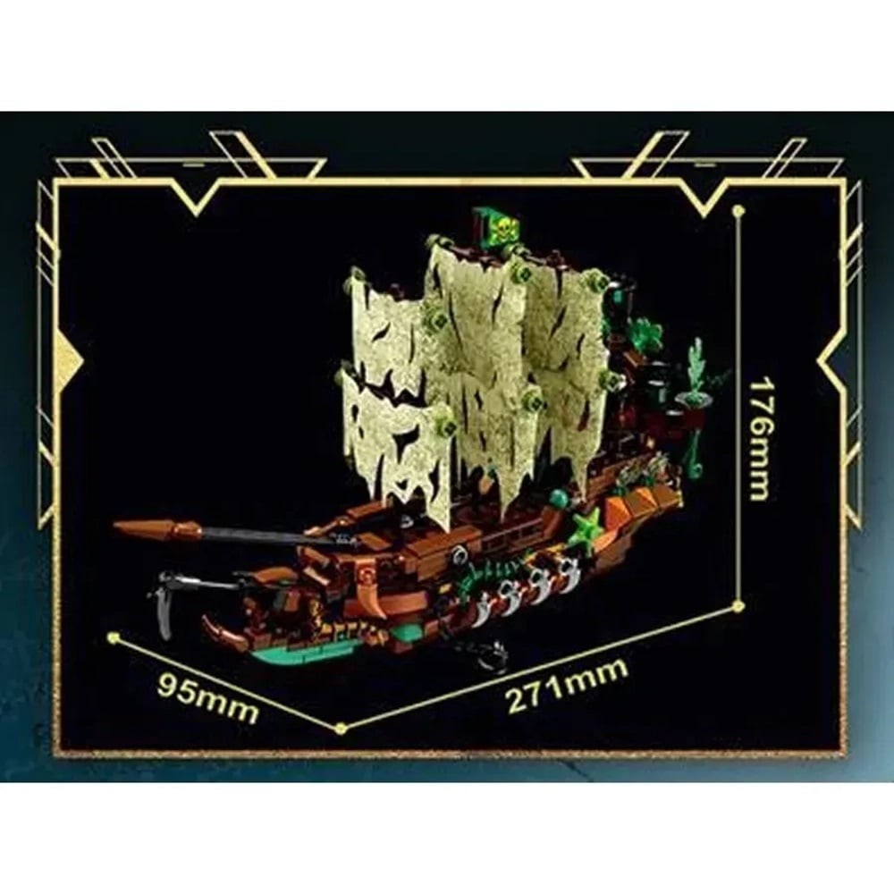 Medidas del barco pirata Flying Dutchman MG2105 armado: 27 x 17,6 x 9,5 cm