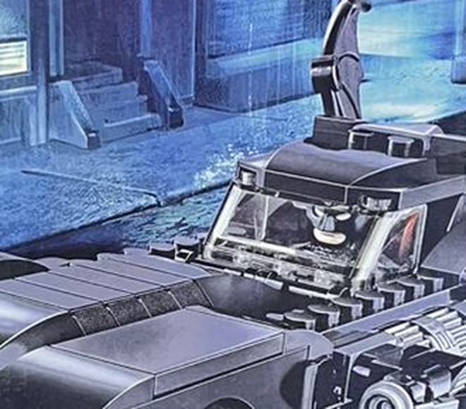 Detalle de la cabina abrible y el motor del Batimovil armable BATLEADER 11351A