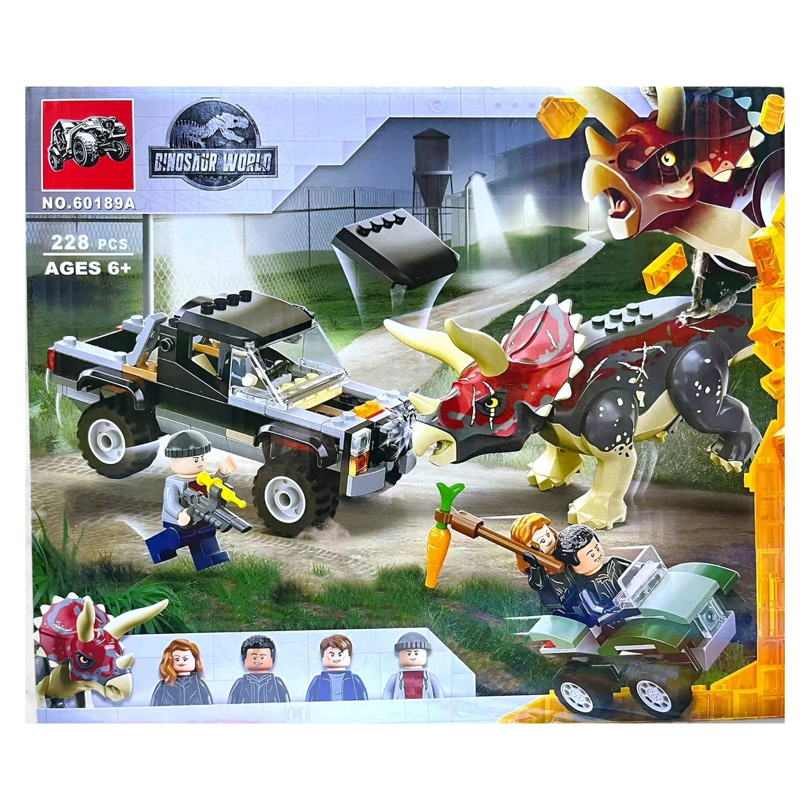 Caja del set Dinosaur World Triceratops 60189A de 228 piezas