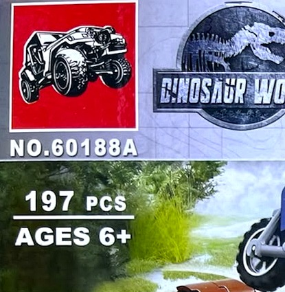 Detalle de SKU 60188A y 197 piezas del set Dinosaur World Velociraptor