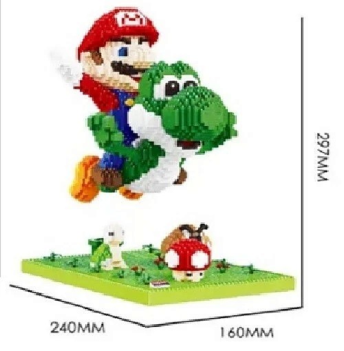 Medidas del set Lovesn Mario y Yoshi 3330 piezas de 240 mm por 160 mm por 276 mm