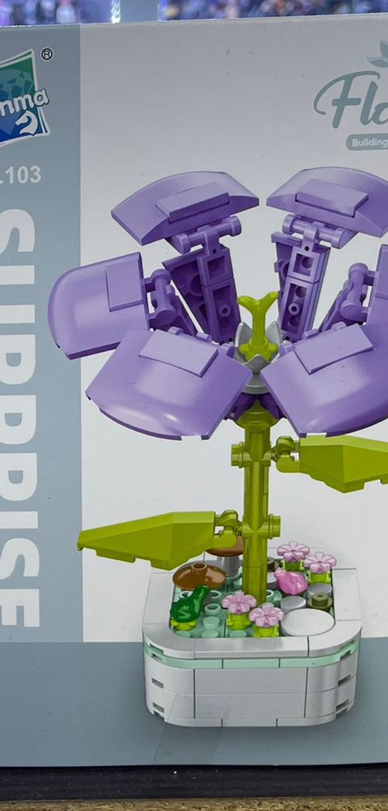 Flor morada Surprise armable Zuanma Flowers 103 A3 en maceta decorativa