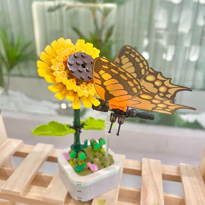 Girasol armable con mariposa Zuanma 103-F3 en ambiente decorativo