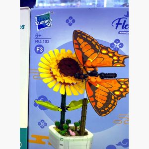 Caja del set armable Girasol con Mariposa Zuanma 103-F3, serie Flowers