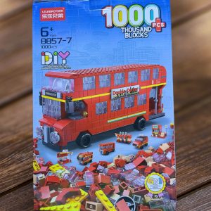 Caja del set Lele Brother Bus de Dos Pisos 8857-7 de 1000 piezas compatible con LEGO