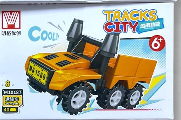 Caja individual Tracks City M10187-8 Transport naranja de 40 piezas, camion de transporte armable
