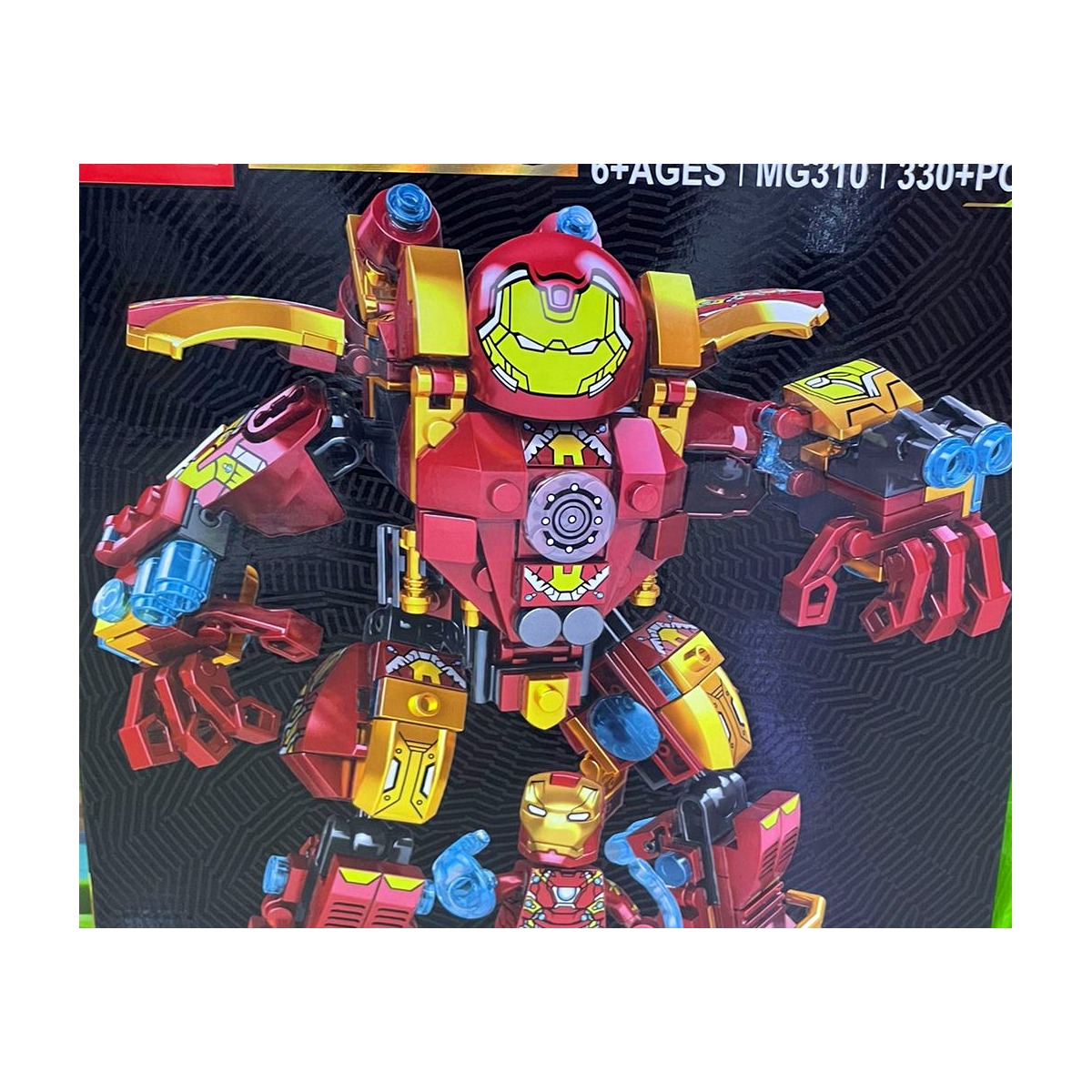 Detalle de armadura tipo Hulkbuster MG310 MK46 en bloques