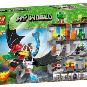 Caja del set armable Minecraft El Ataque del Dragón 11268 LARI My World de 580 piezas compatible
