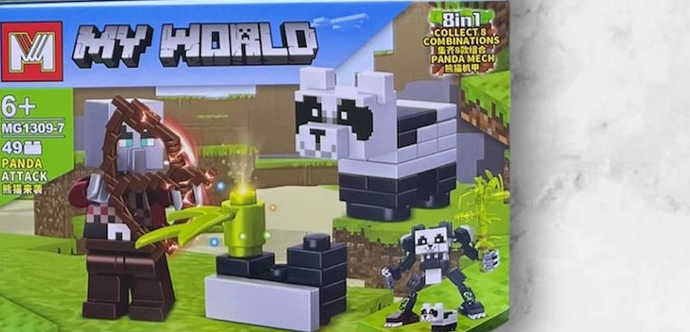 Escena de ataque panda armable de Minecraft con figura, caja MG1309-7 del set My World compatible con LEGO