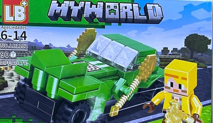 Auto todoterreno verde armable de Minecraft con minifigura, set MY WORLD LB1182-A de 90 piezas compatible con LEGO