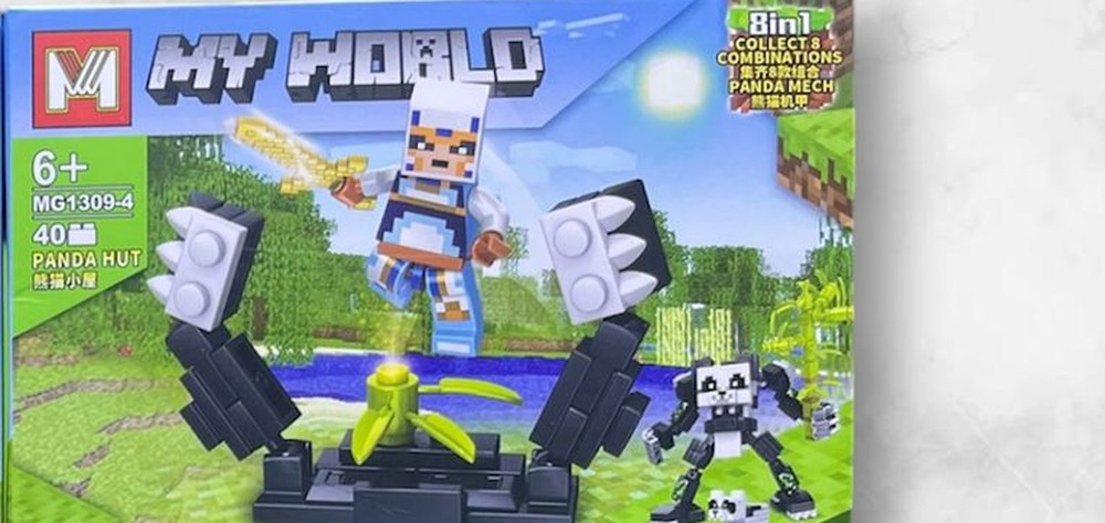 Figura armable con cabaña panda de Minecraft, caja MG1309-4 del set My World compatible con bloques