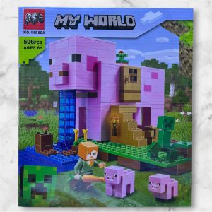 Caja del set armable Minecraft La Casa-Cerdo 11585A My World de 506 piezas