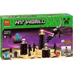 Caja del set Minecraft El Dragón de Ender 10178 de BELA con 632 piezas, Steve, Enderman y el Dragón de Ender