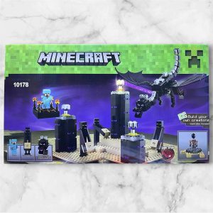 Caja del set Minecraft El Dragón de Ender 10178 de BELA con 632 piezas, isla del End, Steve, Endermen y el Dragón de Ender compatible con LEGO