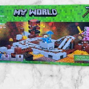 Caja del set armable Minecraft My World 10620 El Ferrocarril del Nether de 399 piezas marca BELA