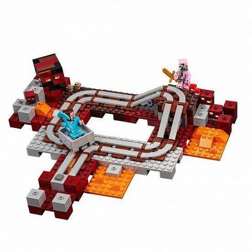 Set Minecraft 10620 armado: circuito de rieles del Nether con vagoneta, zona de lava y cubo de magma