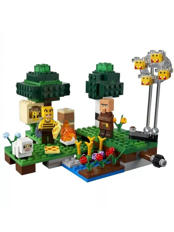 Set Minecraft La Granja de Abejas 11581A6 armado con apicultor, aldeano, oveja y abejas