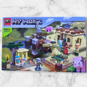 Caja del set armable Minecraft La Invasión de los Illagers 11477A My World de 580 piezas