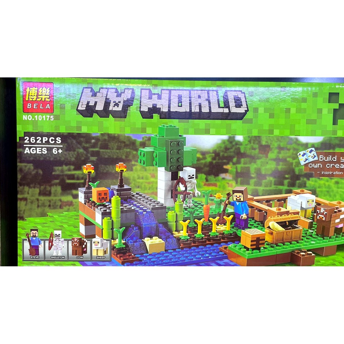 Caja real del set Minecraft La Granja 10175 de BELA disponible en stock