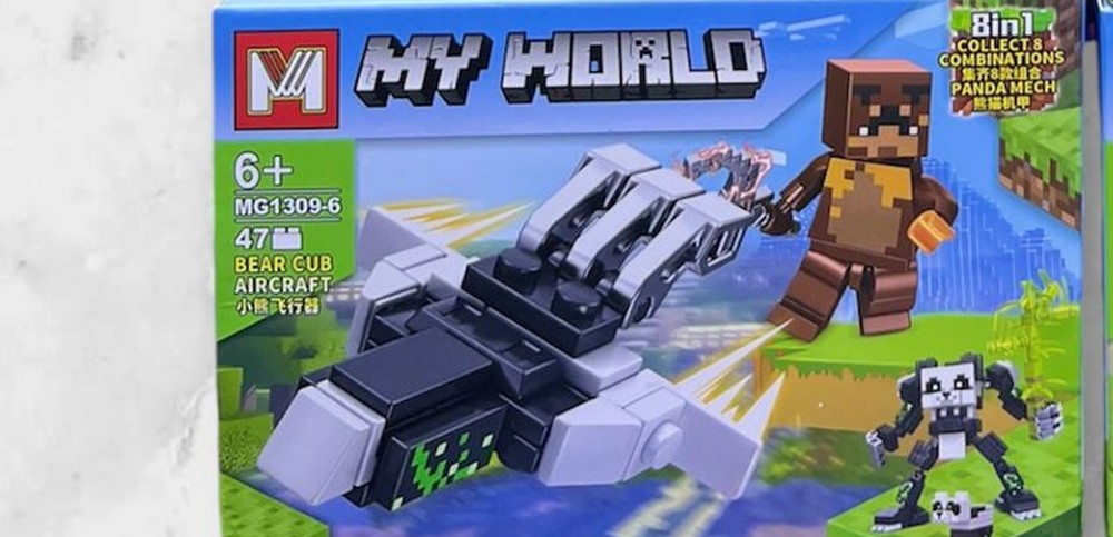 Nave oso armable estilo Minecraft con figura, caja MG1309-6 del set My World compatible con bloques