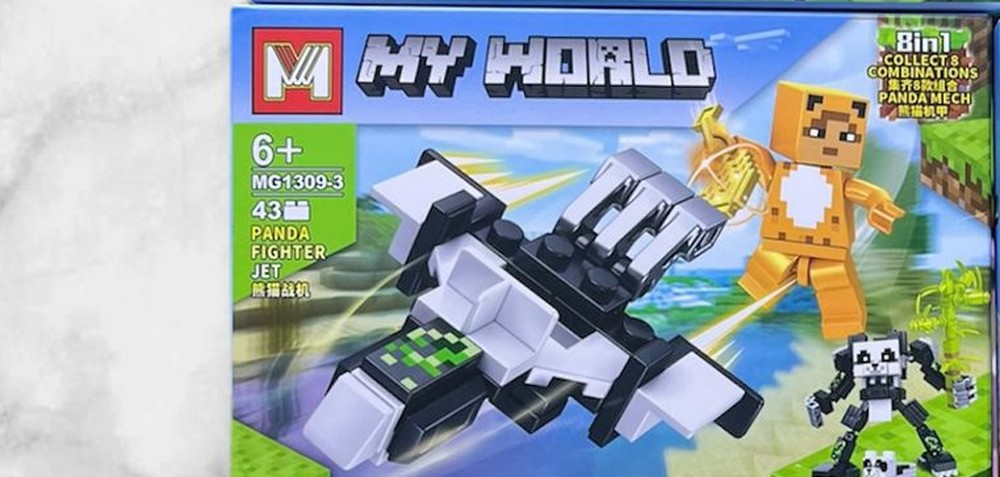 Nave panda armable estilo Minecraft con figura, caja MG1309-3 del set My World compatible con LEGO