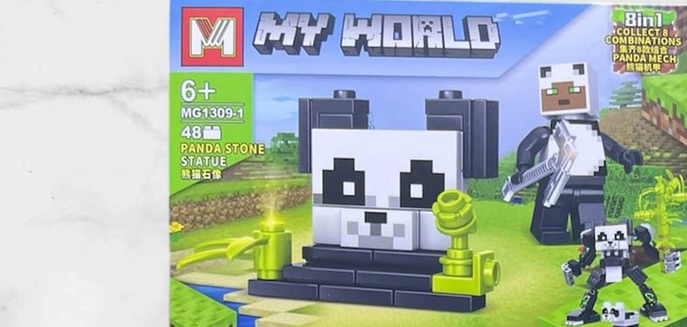Figura armable de panda con estatua de piedra de Minecraft, caja MG1309-1 del set My World compatible con LEGO