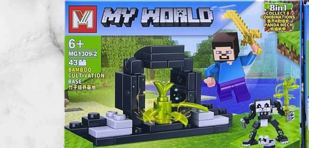 Figura armable de Steve con base de cultivo de bambú de Minecraft, caja MG1309-2 del set My World compatible con bloques
