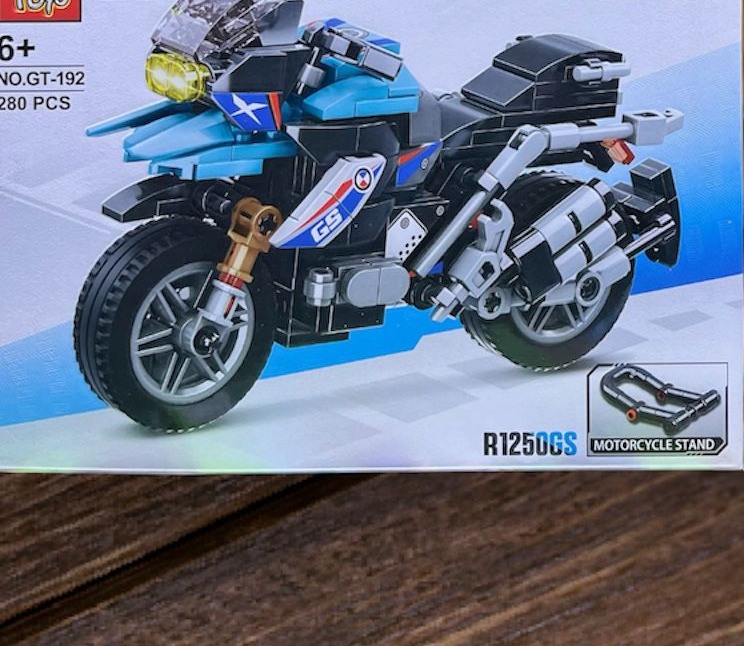 Moto armable BMW R1250GS azul de aventura del set Technique GT-192 de 280 piezas compatible con LEGO