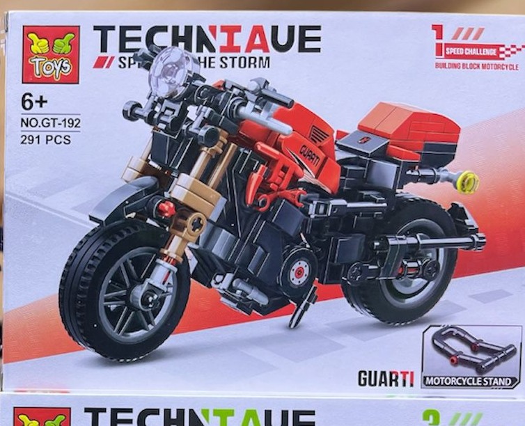 Moto armable GUARTI roja café racer del set Technique GT-192 de 291 piezas compatible con LEGO