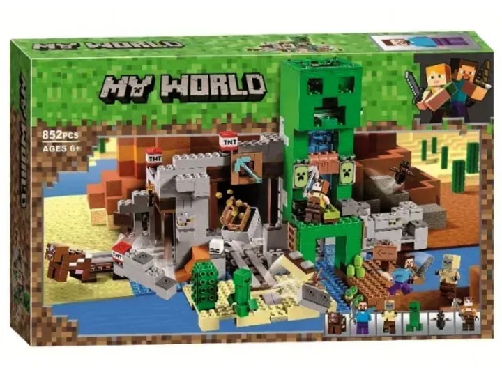Caja del set My World Mina del Creeper 11363A6 de 852 piezas compatible con bloques tipo Minecraft, foto en alta calidad