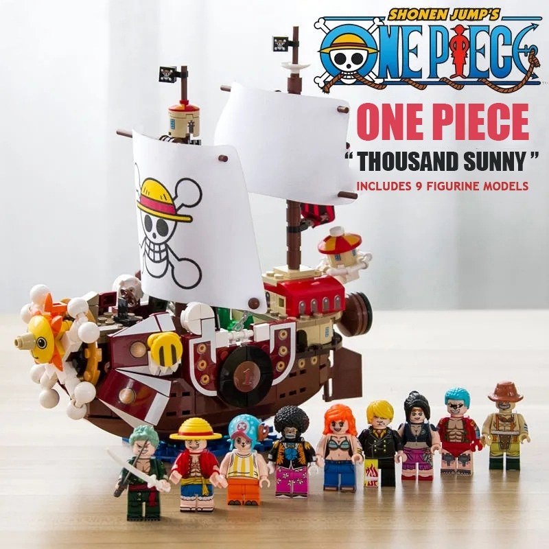 Barco Thousand Sunny 6299 armado con 9 figuras de la tripulacion One Piece