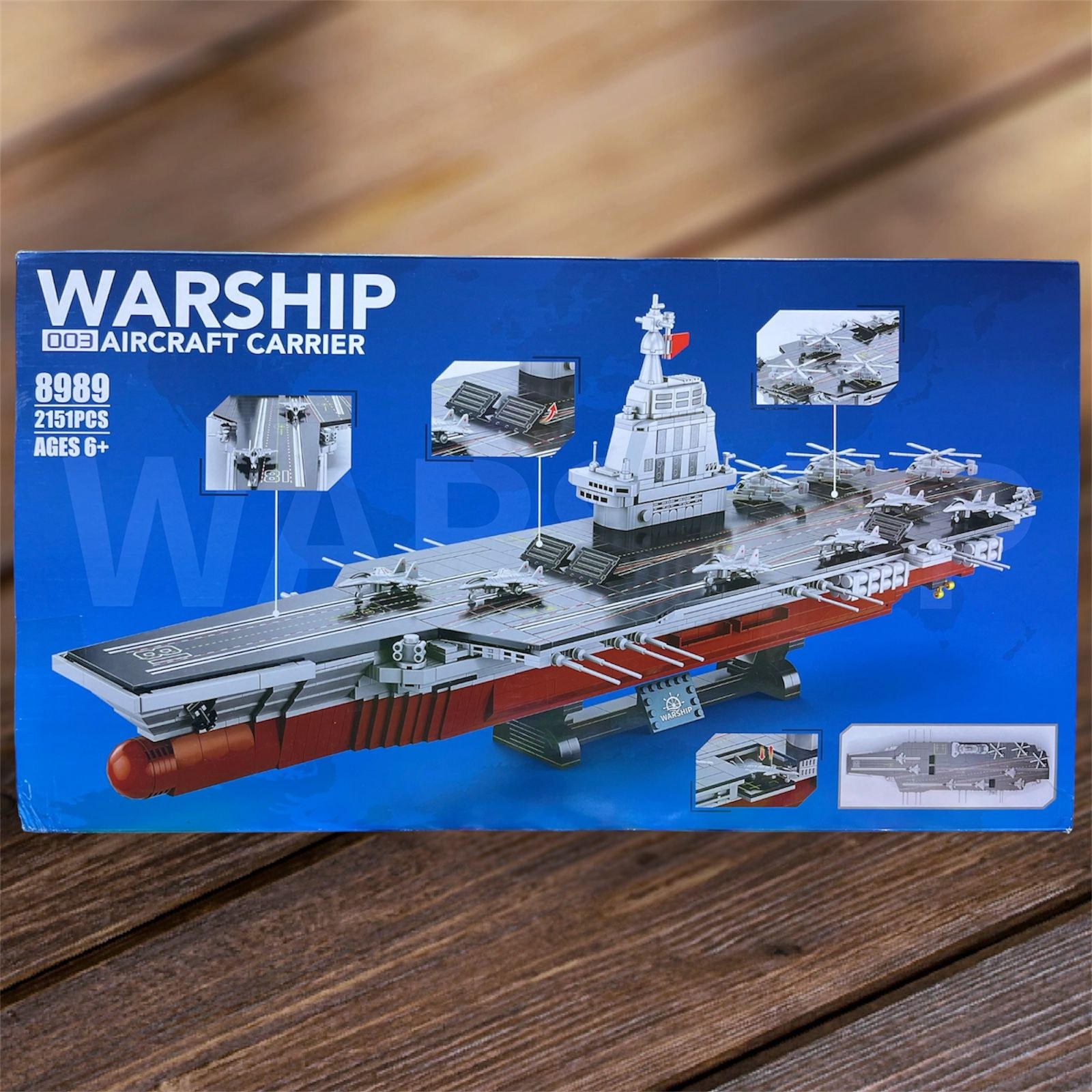 Caja del set portaaviones armable Warship 003 Aircraft Carrier modelo 8989 de 2,151 piezas