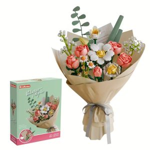 Ramo de rosas armable San Valentin HW21002 completo con caja BrickUnion de 864 piezas
