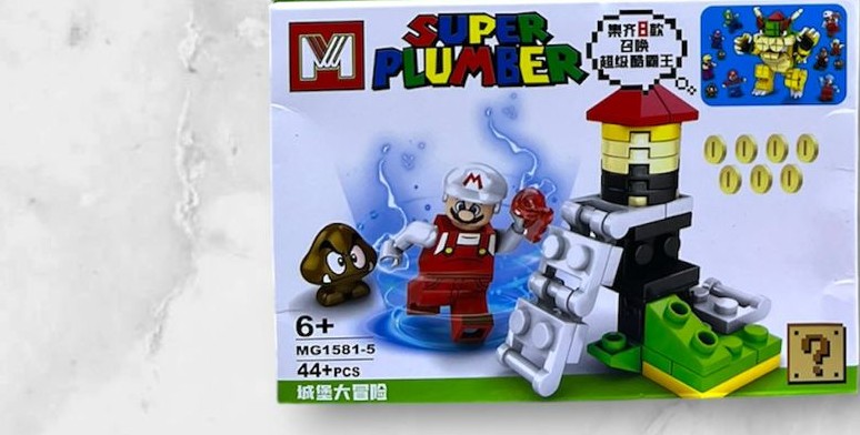 Figura armable de Mario de fuego con bola de fuego y faro, set Super Mario MG1581-5 de 44 piezas