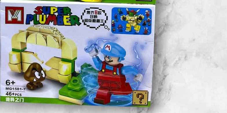 Figura armable de Mario de hielo azul con bola de hielo y puerta, set Super Mario MG1581-7 de 46 piezas