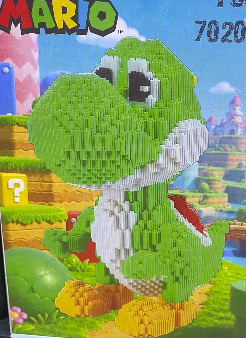 Figura armable de Yoshi de Super Mario en micro bloques verdes