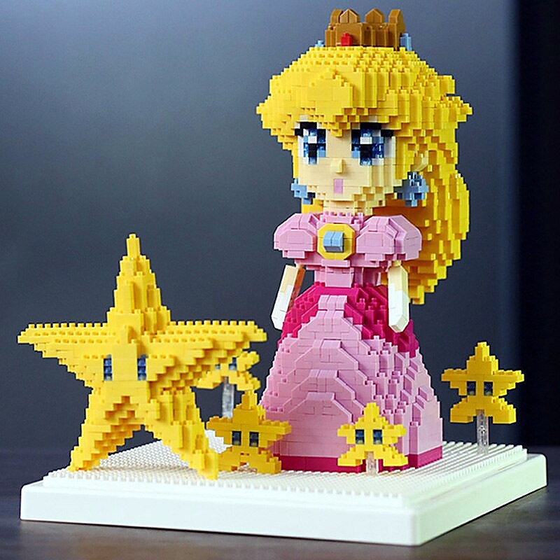 Modelo armado Wise Hawk Princess Peach y Estrella 2508 con figura y estrellas amarillas
